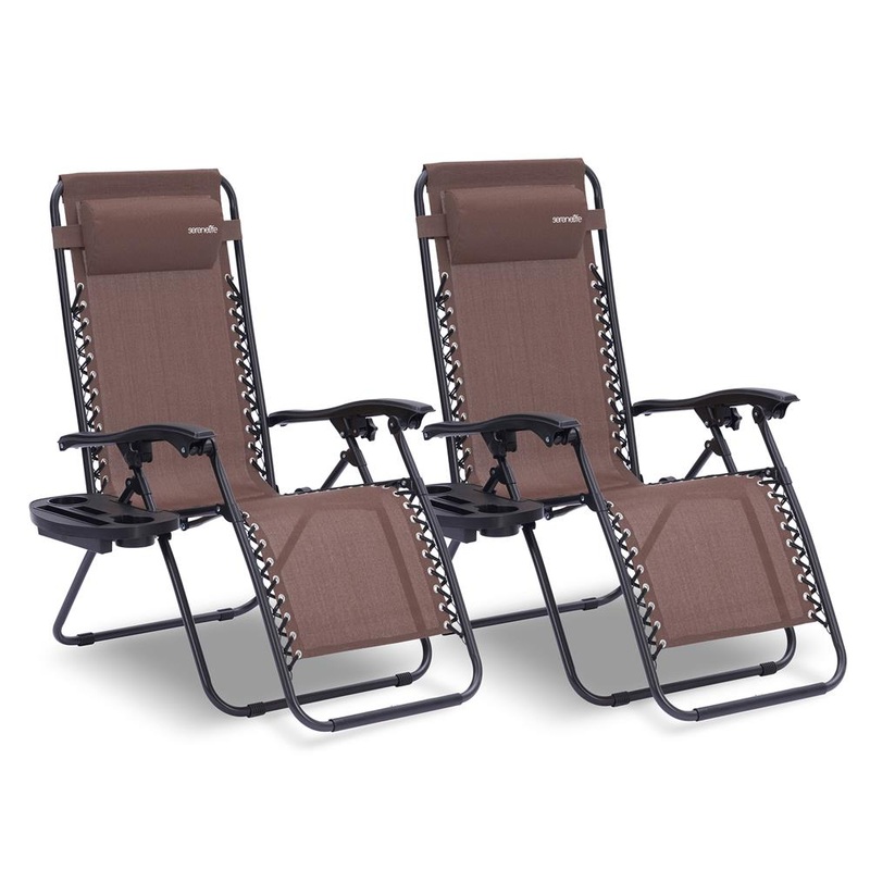 Zero Gravity Recliner Chairs 2-Pack, Ultimate Comfort, Steel, Brown Brown