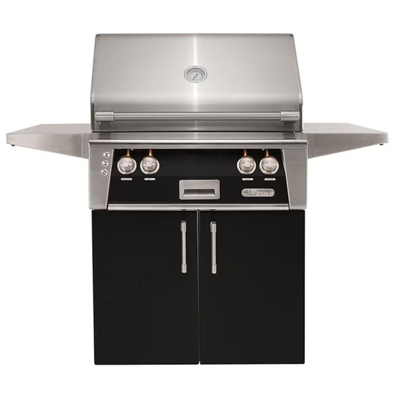 Alfresco 30-Inch Stainless Steel Freestanding Gas Grill w/ Rotisserie in Jet Black Propane