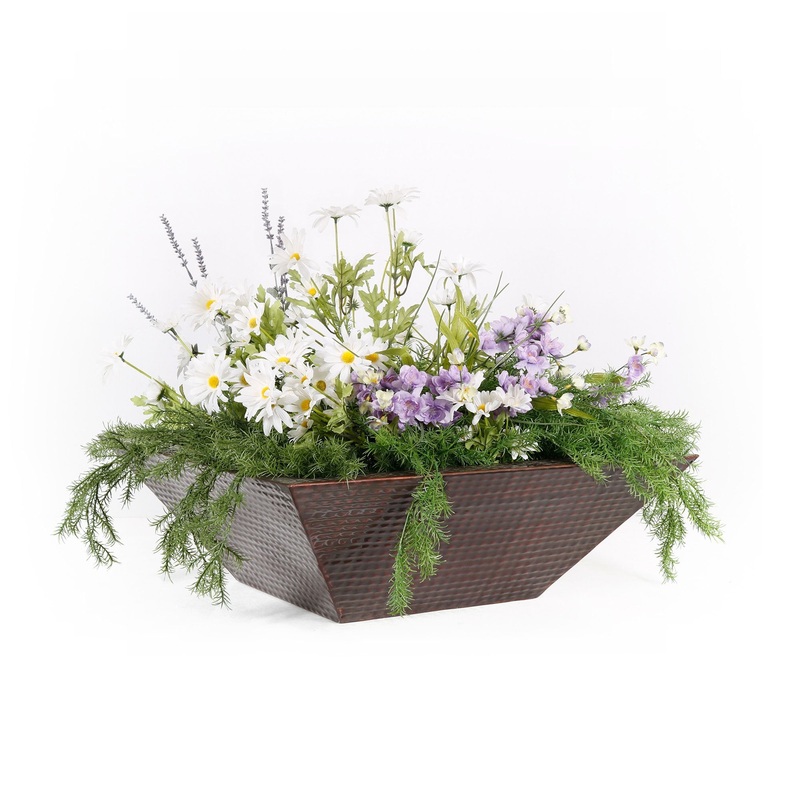 The Outdoor Plus – Maya Hammered Copper Square Planter Bowl 24″