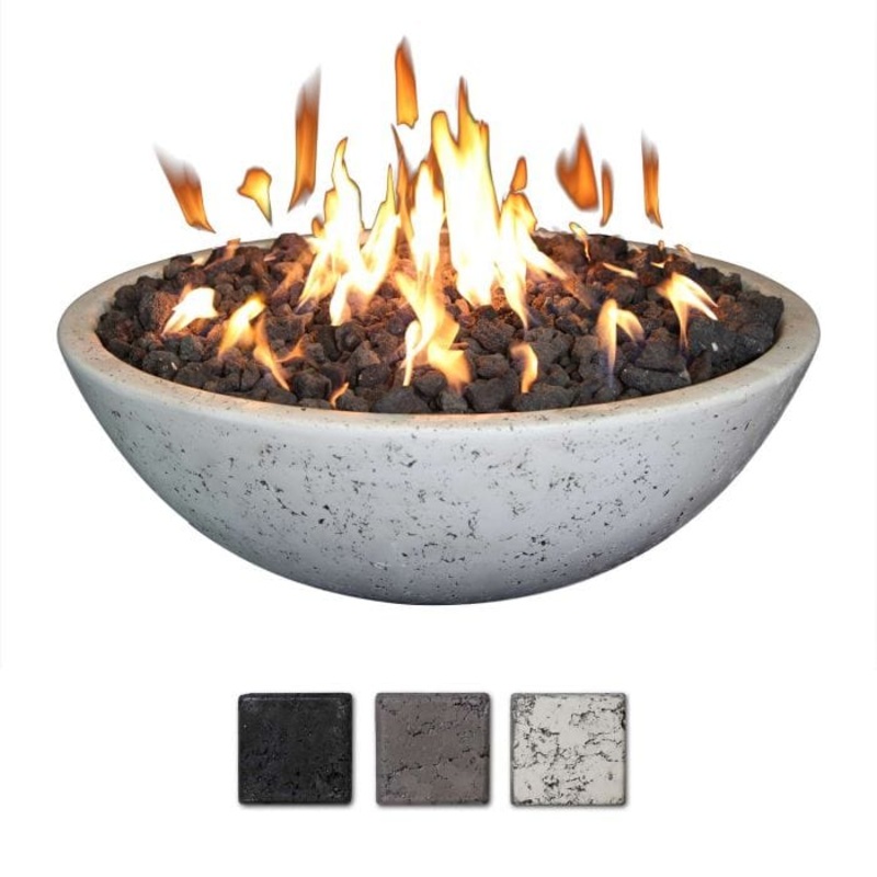Grand Canyon FB3913-R 39-Inch Concrete Fire Bowl with Ring Burner Natural Gas Black