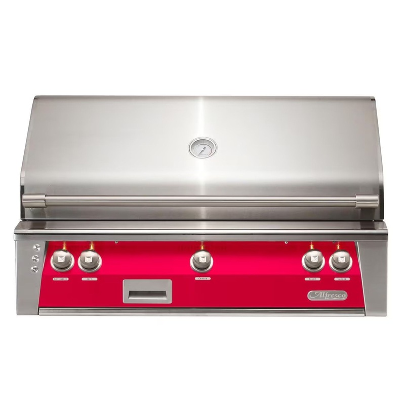 Alfresco 42″ Raspberry Red Built-In Gas Grill with Rotisserie, Smoker & EZ-Lift Hood Propane