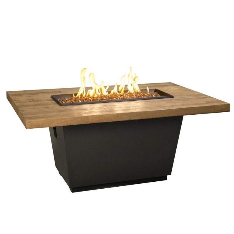 American Fyre Designs Cosmopolitan 54-Inch “Reclaimed Wood” Rectangular Gas Fire Pit Table French Barrel Oak Manual Ignition System Natural Gas