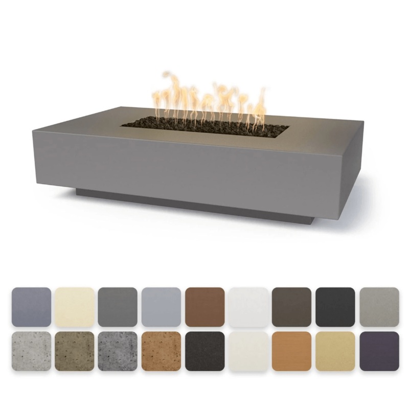 The Outdoor Plus – Cabo Linear GFRC Concrete Rectangle Natural Gas Fire Pit 66″ Match Lit Ash