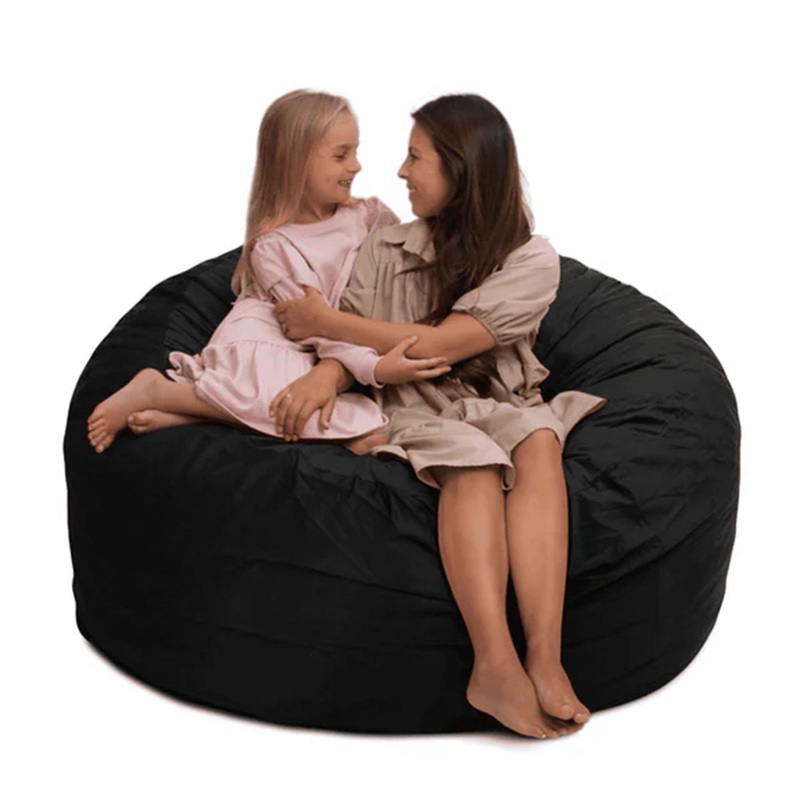 Ultimate Sack 5 Foot Bean Bag Chair, Oversized Lounger Loveseat , Black Suede