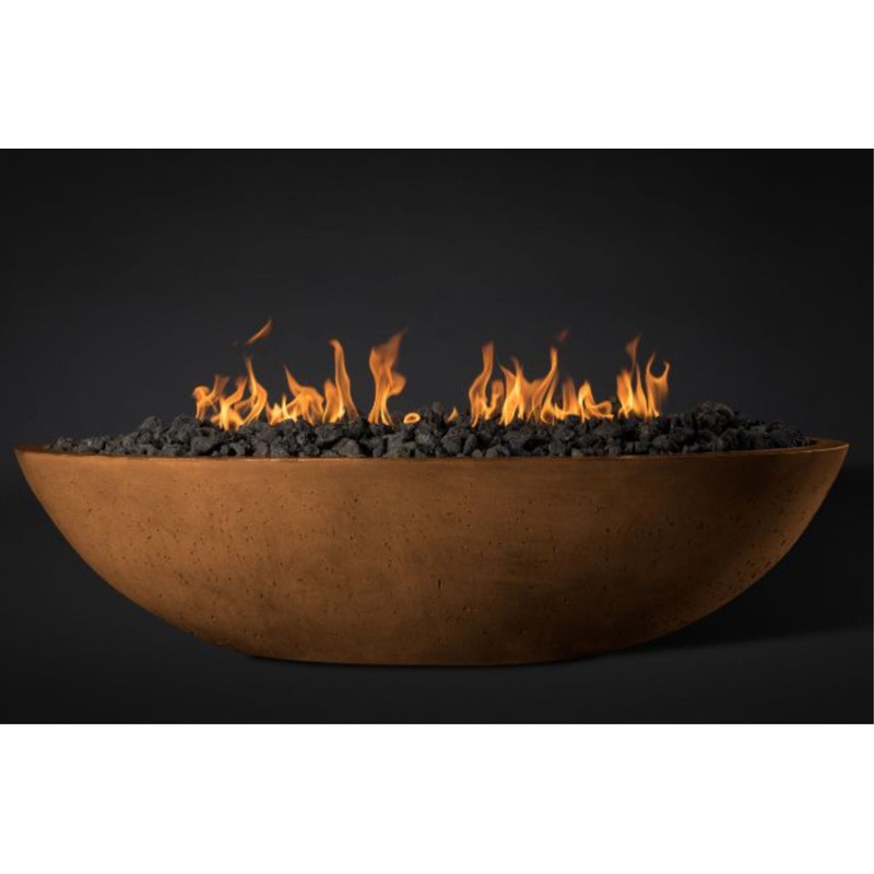 Slick Rock Concrete Oasis 60″ Copper Oval Propane Gas Fire Bowl With Match Lit Ignition Burner