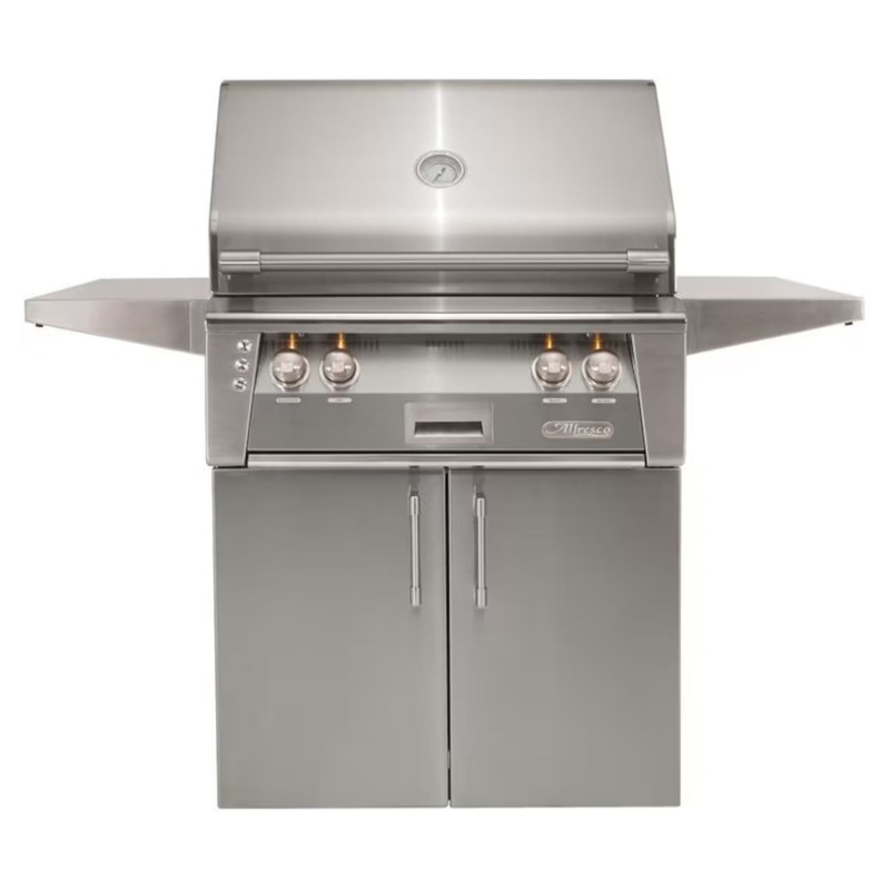 Alfresco 30-Inch Stainless Steel Freestanding Gas Grill w/ Rotisserie in Signal Gray Propane