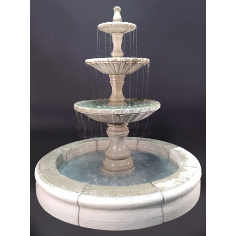 Monaco Three Tier Outdoor Fountain with Fiore Pond