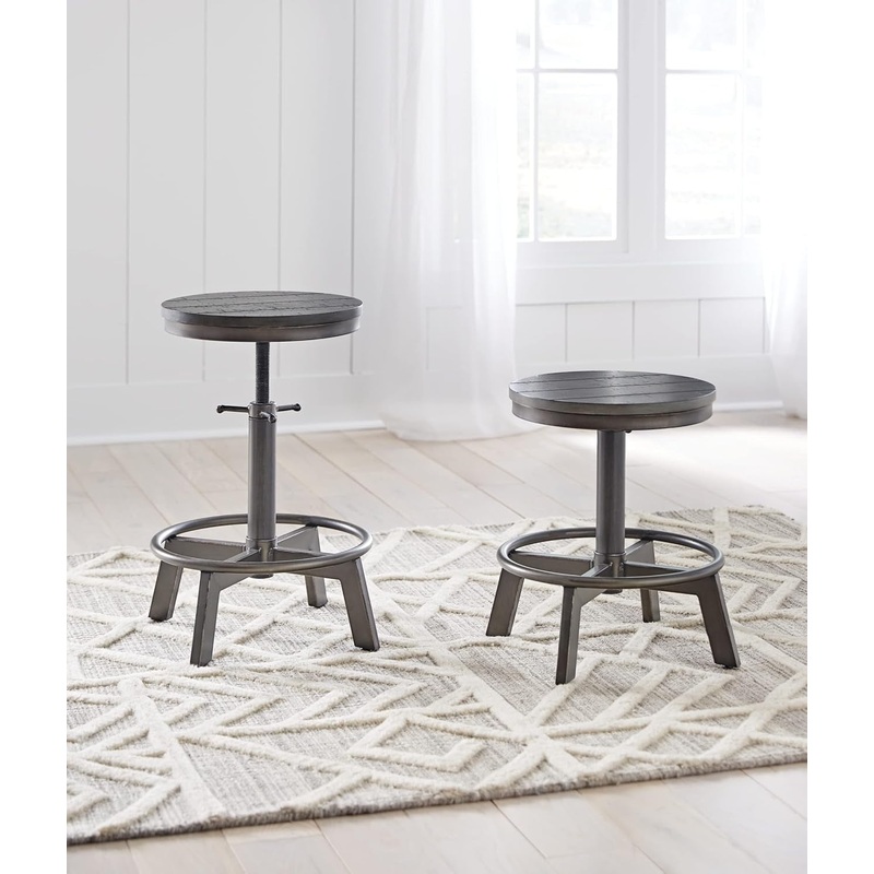 Torjin Industrial Counter Height Stool, 2 Count, Gray Grey