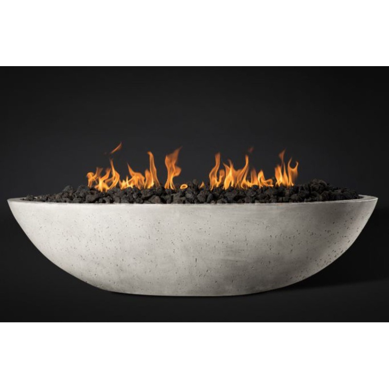 Slick Rock Concrete Oasis 60″ Greatwhite Oval Natural Gas Fire Bowl With Electronic Ignition Burner