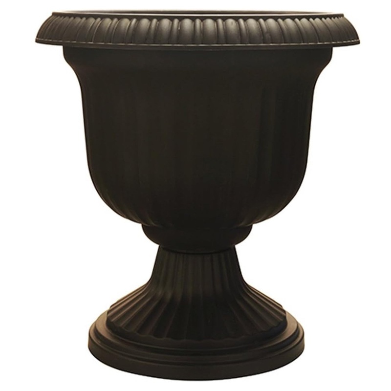 19 Inch Round Outdoor Utopian Urn for Large Sized Plants, Black (Used)