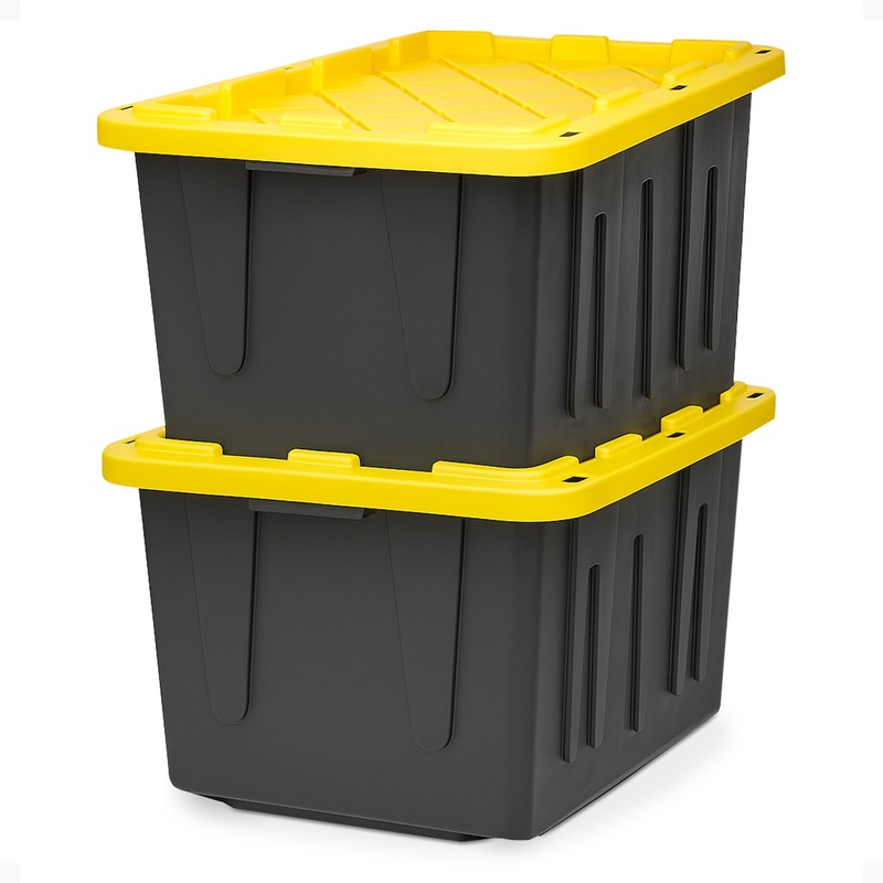 Durabilt Heavy Duty 27 Gal Plastic Organizer Storage Bin Tote (2 Pack)(Open Box)