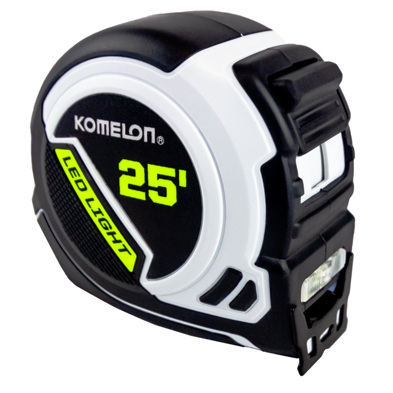 Komelon LED Light Tape Measure, White/Black – 25ft.