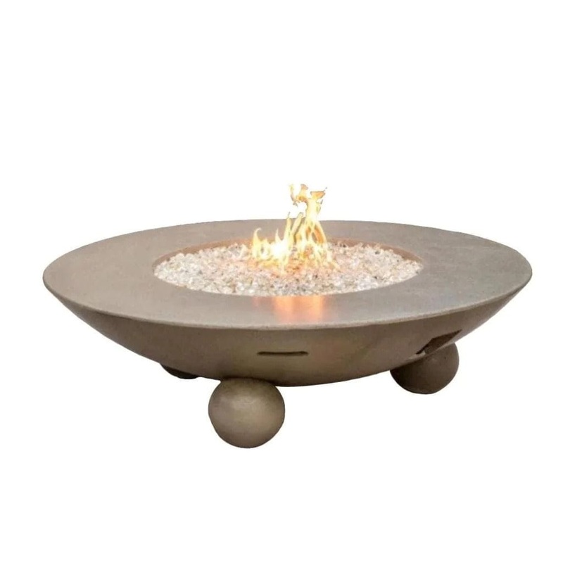 American Fyre Designs 54″ Versailles Round Chat Height Fire Table Natural Gas Manual Ignition White Aspen