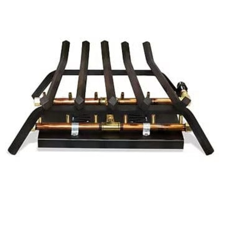 Warming Trends Outdoor Fireplace Kit For 30-Inch Opening With 120K BTU H-Style Crossfire Brass Burner Natural Gas Push Button Spark Ignition