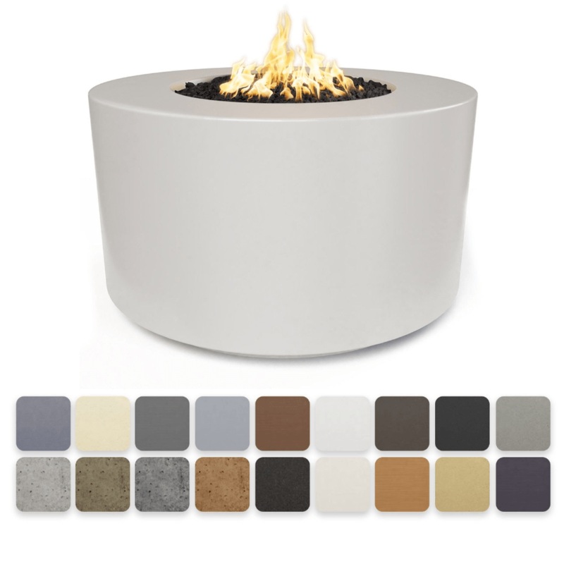 The Outdoor Plus – Chat Height Florence GFRC Concrete Round Natural Gas Fire Pit 42″ Match Lit Ash