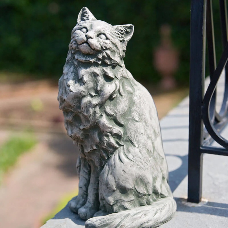 Tanner Cast Stone Garden Statue | Cat Statue