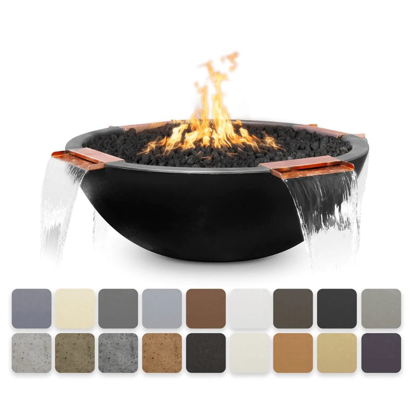 The Outdoor Plus – Sedona GFRC Concrete 4 Way Spill Round Fire and Water Bowl 60″ Match Lit Natural Gas Ash