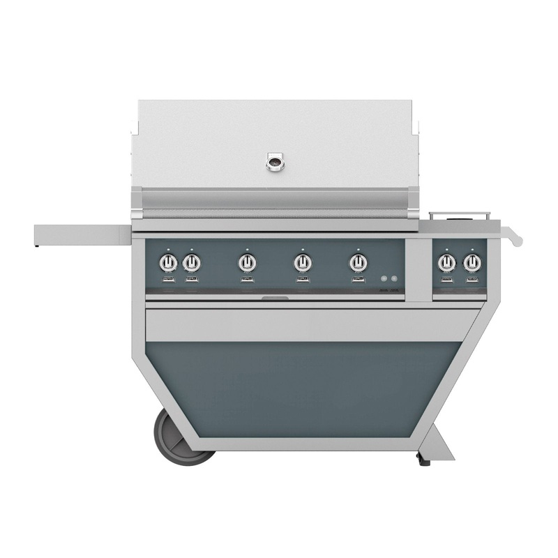Hestan 42-Inch Propane Gas Freestanding Deluxe Grill with Double Side Burner – 4 Trellis w/ Rotisserie in Dark Gray – GABR42CX2-LP-GG hestan-42lpfreestandinggrills-master