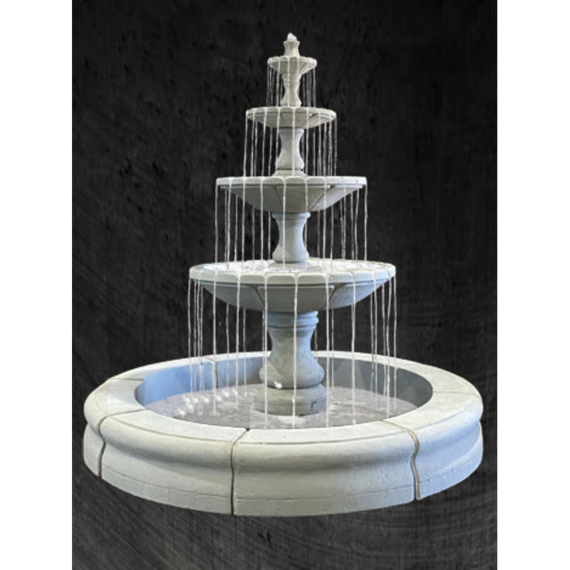 Monaco 4-Tier Medium Fountain with Fiore Pond