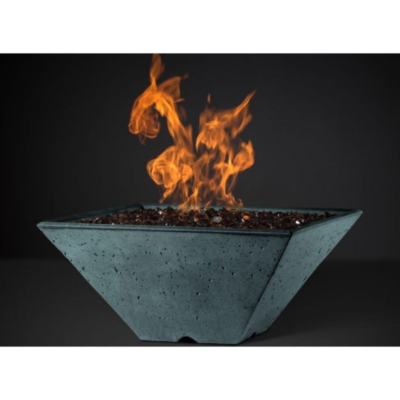 Slick Rock Concrete 22″ Square Ridgeline Gas Fire Bowl Natural Gas – Electronic Ignition Burner Adobe