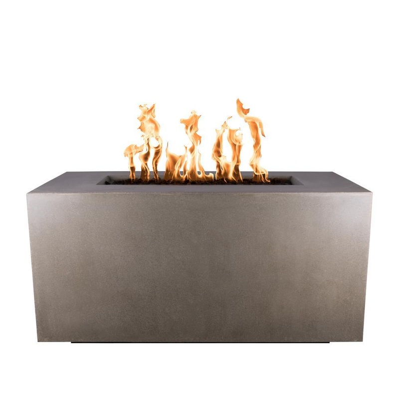 Top Fires Pismo 48-Inch Rectangular GFRC Gas Fire Pit – Flame Sense (OPT-2448FSEN) Liquid Propane Black