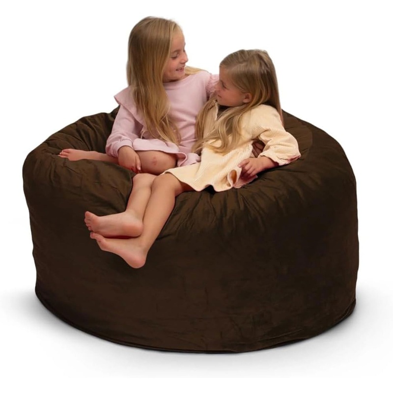 Ultimate Sack 4ft Bean Bag Chair, Oversized Indoor Comfy Lounger, Brown Suede