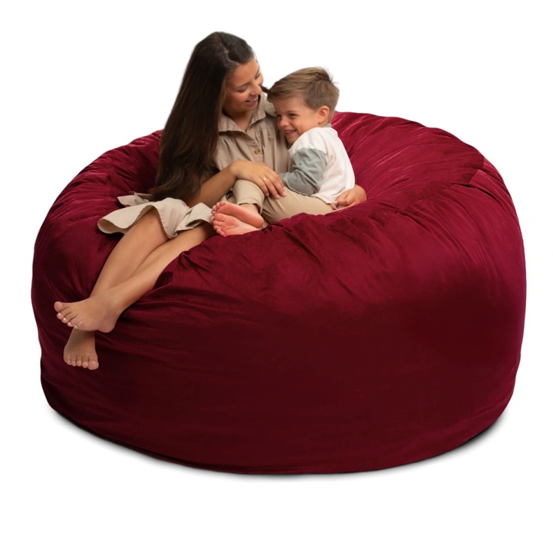 Ultimate Sack 6ft Bean Bag Chair, Oversized Indoor Comfy Lounger, Burgundy Suede
