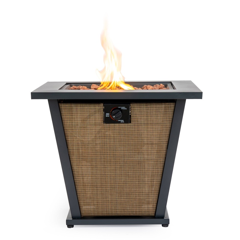 28″ Propane Gas Fire Pit Table, 50000 BTU Square Steel Fire Pit for Outside Patio Deck Garden Courtyard Brown
