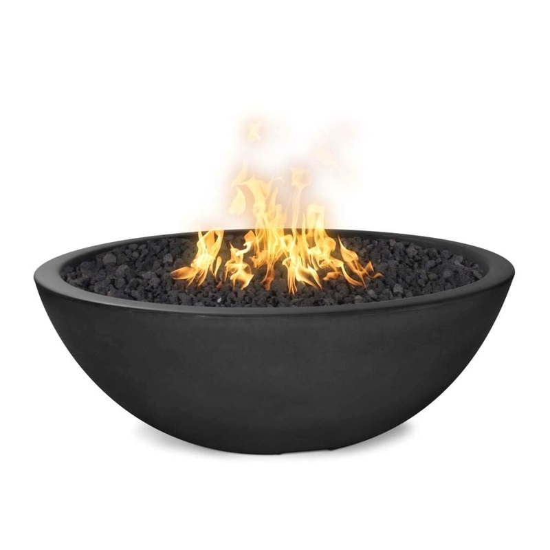 Top Fires Sedona Round GFRC Match Lit Gas Fire Pit Liquid Propane Black 48″ Diameter