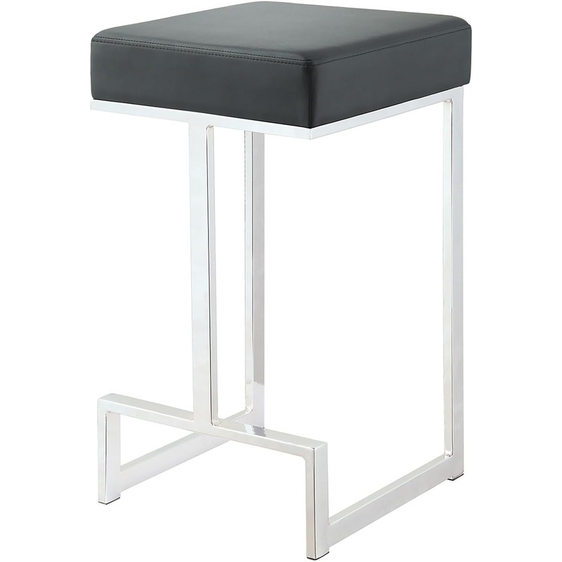 Gervase Square Counter Height Stool Black and Chrome Black 25″ Seat Height