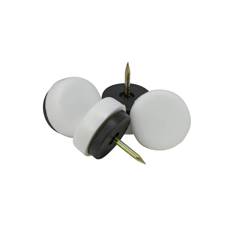 Shepherd Hardware 1-1/8-Inch Nail On Cushioned Furniture Glides, Plastic Base, 4-Pack