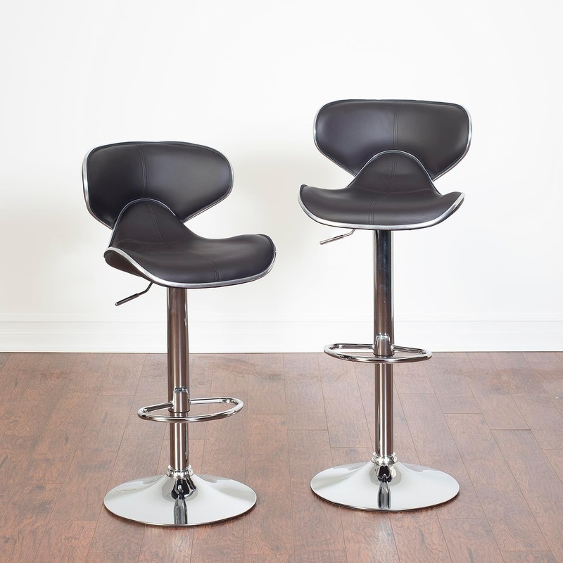 2 Brown Airlift Swivel Barstools with Chrome Brown