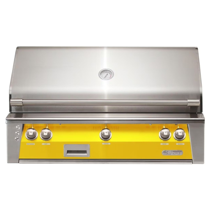 Alfresco 42-Inch Built-in Stainless Steel Gas Grill w/ Rotisserie & Sear Zone in Traffic Yellow Propane
