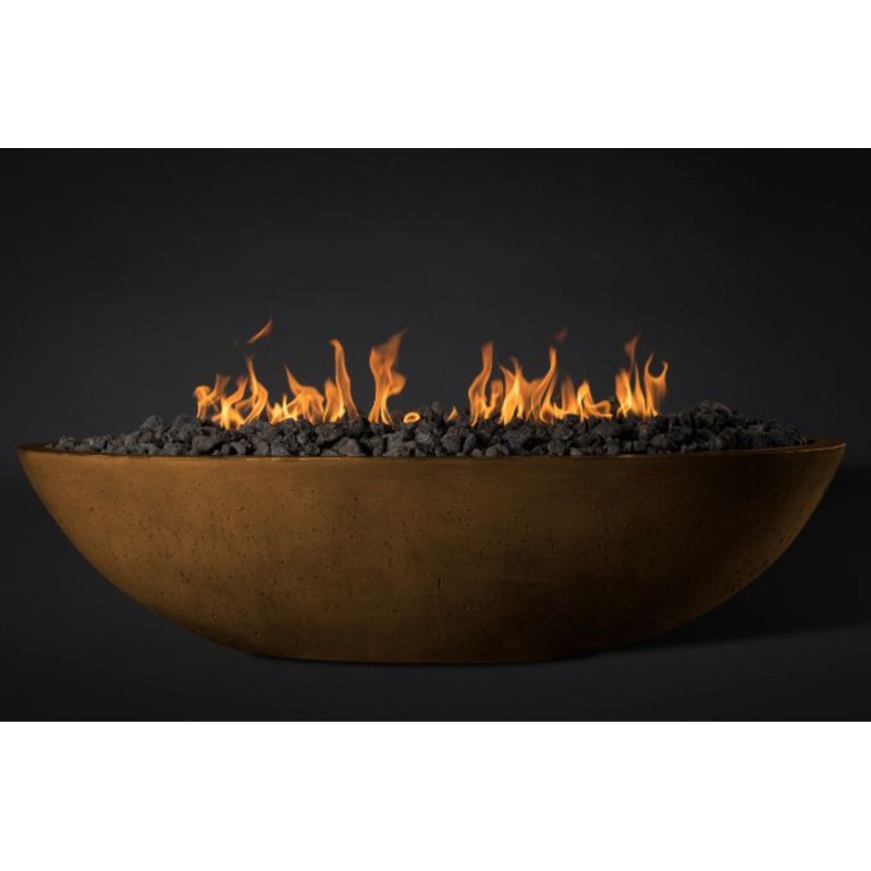 Slick Rock Concrete Oasis 60″ Rustbuff Oval Propane Gas Fire Bowl With Match Lit Ignition Burner