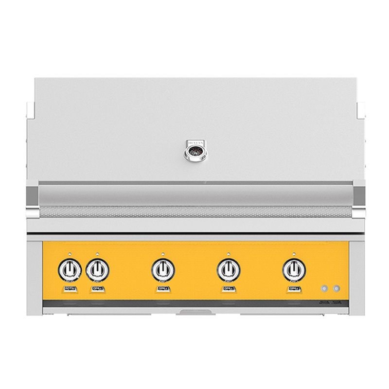 Hestan 42-Inch Natural Gas Built-In Grill – 4 Trellis w/ Rotisserie in Yellow – GABR42-NG-YW hestan-42builtingrills-master