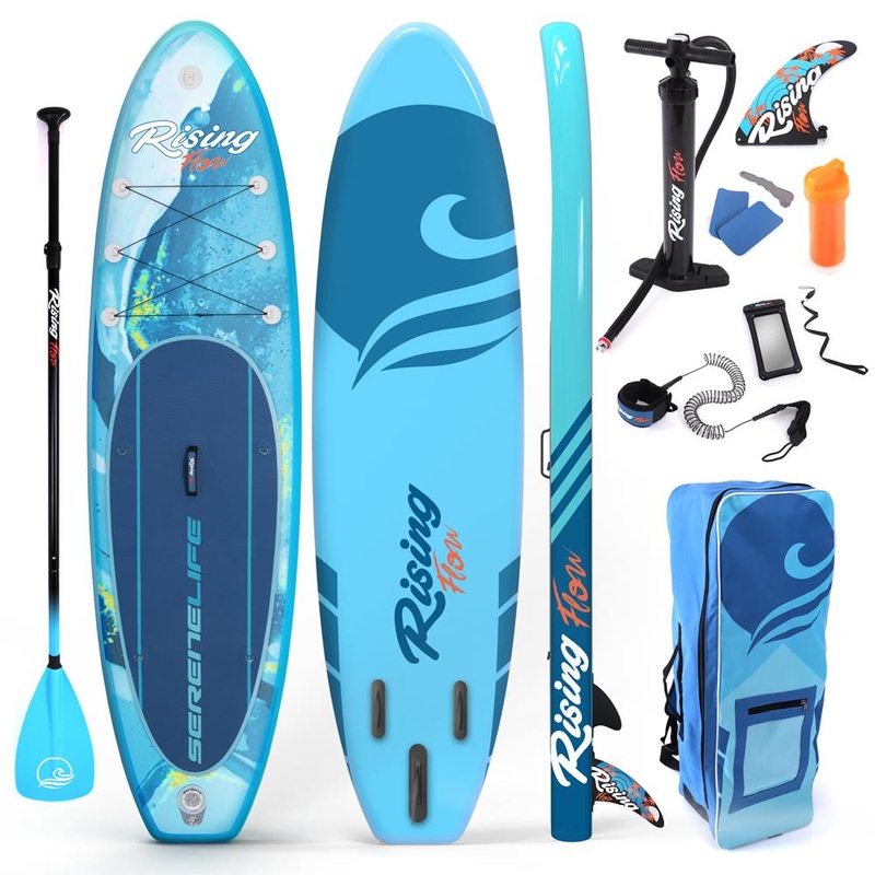 Inflatable Paddle Board – Stable Non-Slip Deck, 10’6″, Portable, Blue Black