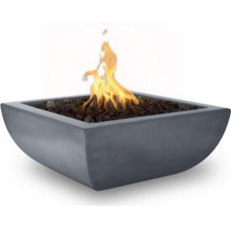 Top Fires Avalon 36-Inch Square Concrete Gas Fire Bowl – Match Lit Liquid Propane Black