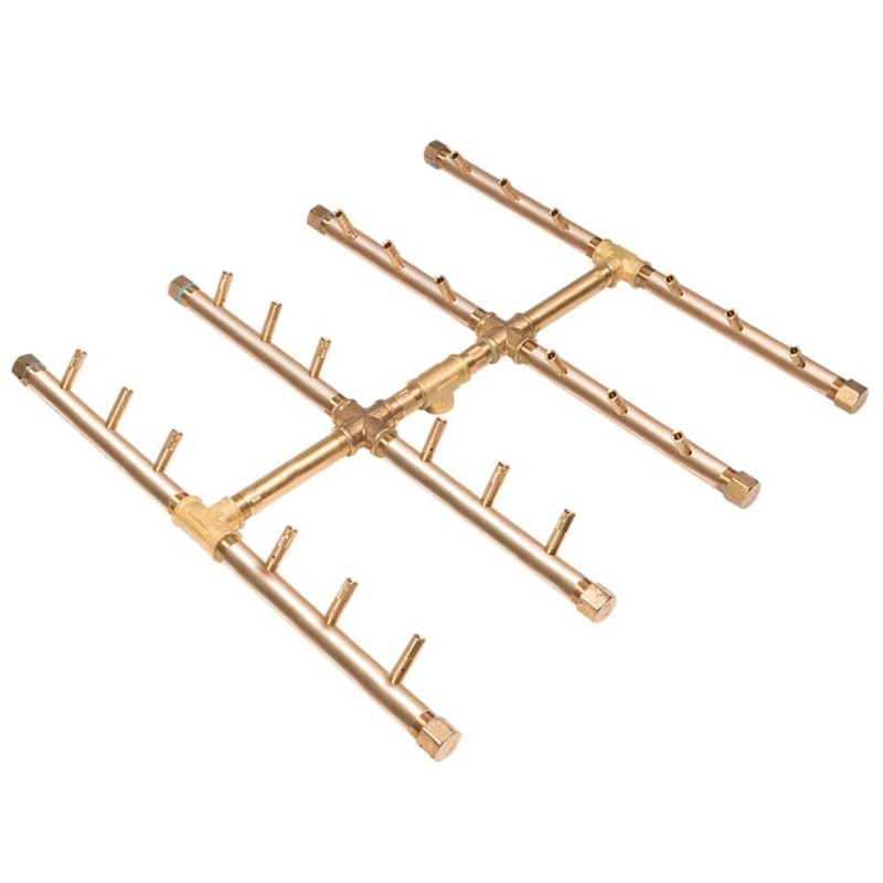 Warming Trends CFBST240 Square Tree-Style CROSSFIRE 20-Inch Brass Gas Burner Liquid Propane No Flex Line