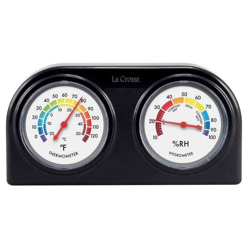 La Crosse 104-288 Indoor Temperature and Humidity Gauge 6.30 L x 1.00 W x 3.18 H – Black