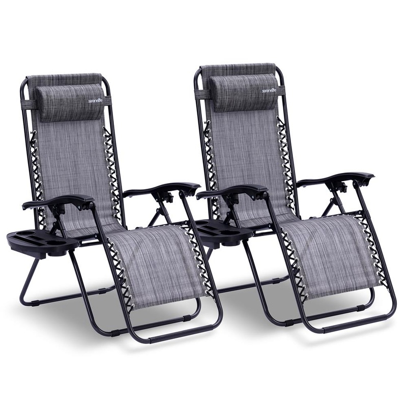 Zero Gravity Chairs Set of 2, Ultimate Comfort, Steel Mesh, Gray
