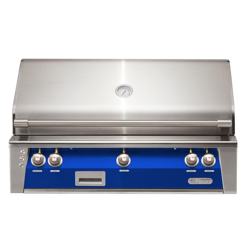 Alfresco 42″ Ultramarine Blue Built-In Gas Grill with Rotisserie, Smoker & LED Controls Propane