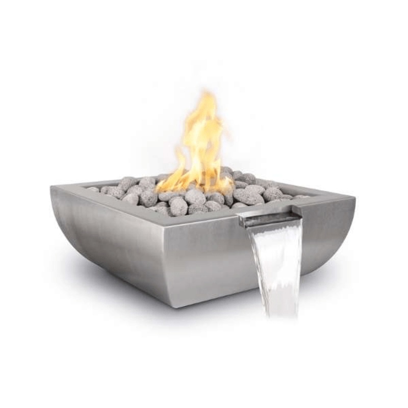 The Outdoor Plus Avalon Stainless Steel Fire & Water Bowl 24 Match Lit