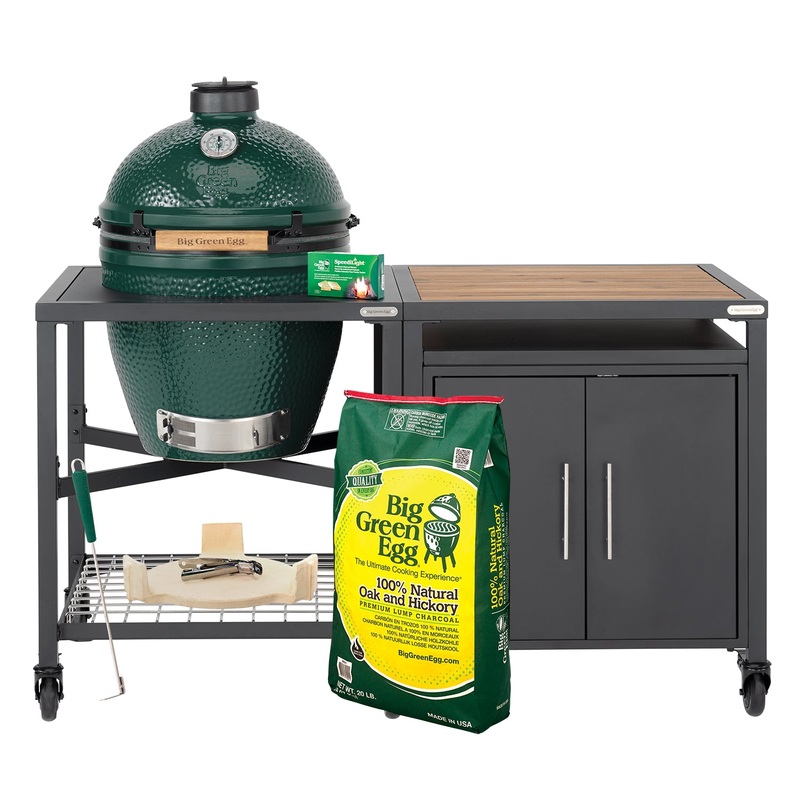 Large Big Green Egg + Modular Cabinet Package Acacia Insert