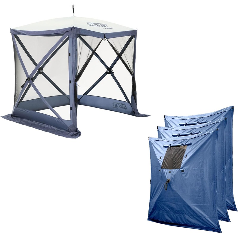 CLAM Quick Set Traveler 6 x 6 Ft Canopy + Clam Quick Set Screen, Blue (3 Pack)