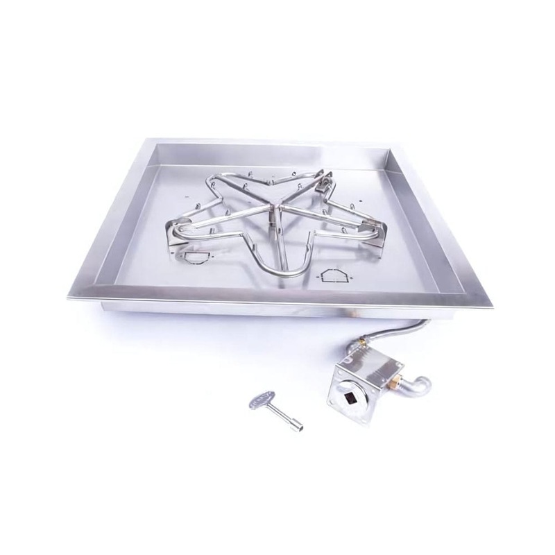 HPC Square Bowl Gas Fire Pit Insert with Match Lit Ignition Natural Gas Standard 18″ Wide