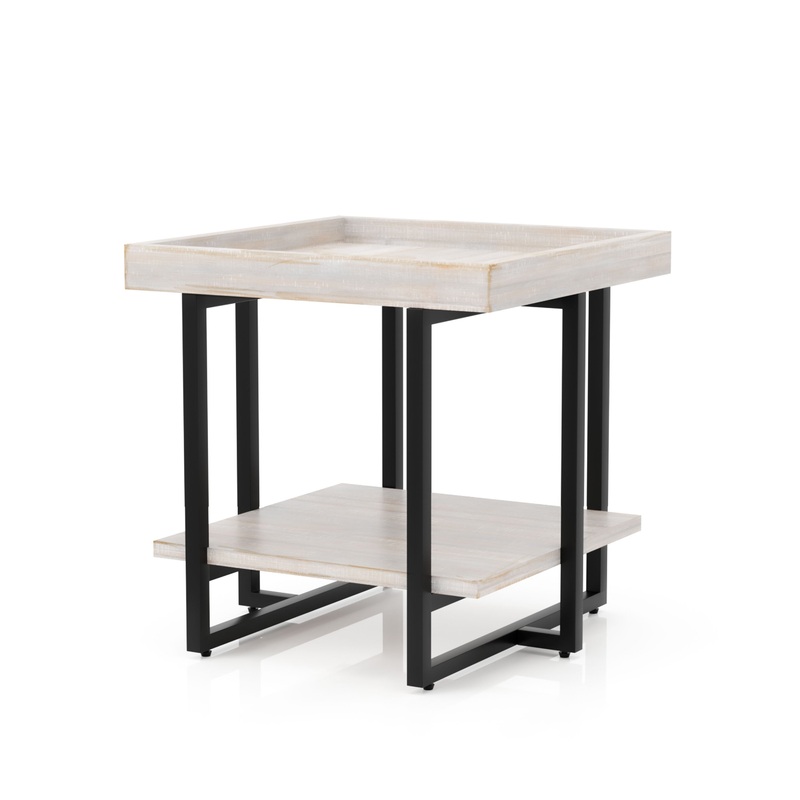 Humere Tray Top End Table in Antique White