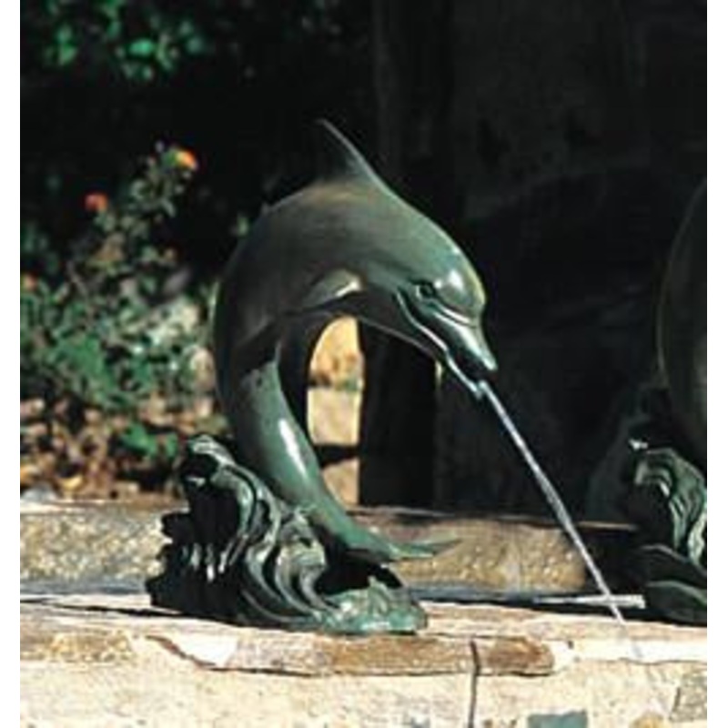 Brass Baron Small Single Dolphin Garden Accent and Pool Statuary