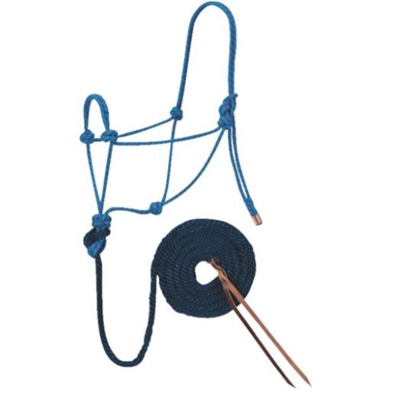 Weaver Diamond Braid Rope Halter and Lead Teal/Gray/Orange