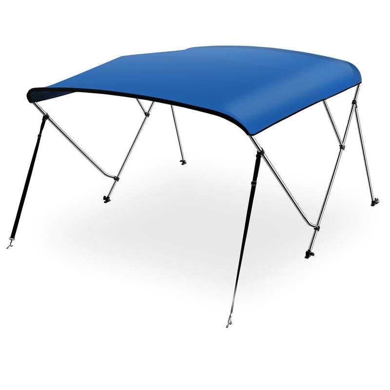 4 Bow Bimini Top – 2 Straps And 2 Rear Support Poles With Marine-Grade 600D Polyester Canvas (Royal Blue)