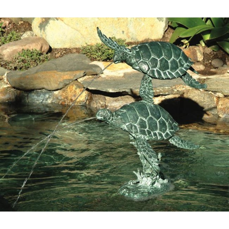 Brass Baron Sea Turtles Garden Accent and Pool Statuary